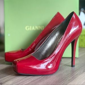 Ferrari Red Patent Leather Platform Pumps!